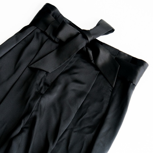 NWT MICHELLE MASON Belted Slim Black Silk Pants​ - Picture 2 of 8